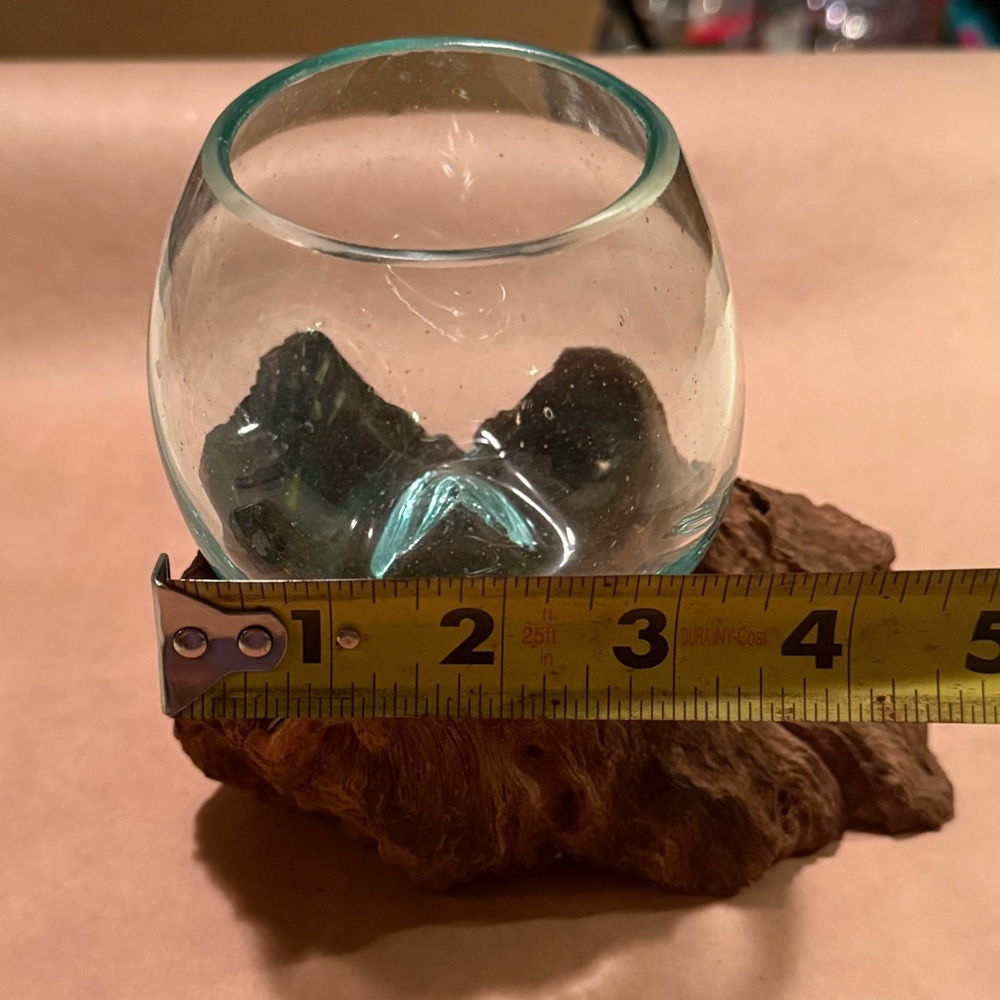 Blown Glass Bowl on Natural Wood Base
 Small Size
